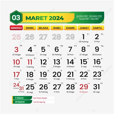 hari hari penting bulan maret 2024